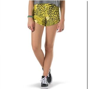 VANS animal print neon yellow shorts